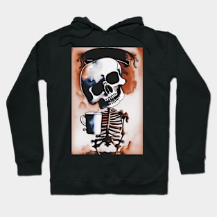 Skeleton with a coffee cup #6 Hoodie